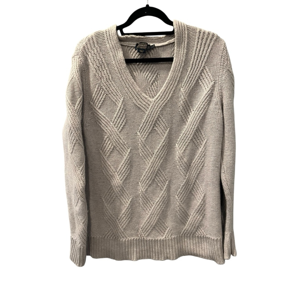 Pendleton Merino Wool Cashmere Long Sleeve V-Neck Sweater Size Medium Gray Soft